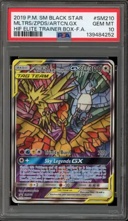 Pokemon Moltres & Zapdos & Articuno GX Hidden Fates ETB FA Promo SM210 PSA 10 - Image 1