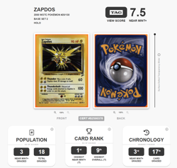 Pokemon Vintage Base Set 2 - Zapdos Graded - TAG 7.5 Holo 20/130 WOTC NM - Image 2