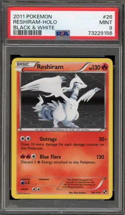 Pokemon Reshiram Black & White Holo Rare #26 PSA 9 Mint - Image 1