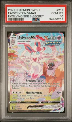 2021 Pokemon Evolving Skies Sylveon Vmax Full Art Secret #212 SWSH GEM MT PSA 10 - Image 1