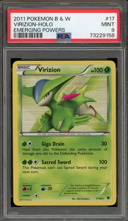 Pokemon Virizion Emerging Powers Holo Rare #17 PSA 9 Mint - Image 1