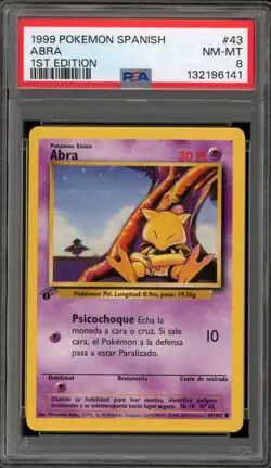 Pokemon Abra Base Set 1st Edition SPANISH #43 PSA 8 - Image 1