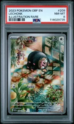 2023 Pokemon OBF EN Lechonk ILLUSTRATION RARE Full Art 209/197 PSA 8 NM-MT - Image 1
