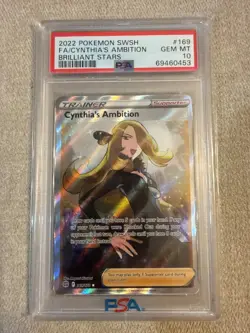 PSA 10 CYNTHIA'S AMBITION 169 BRILLIANT STARS SWORD & SHIELD TRAINER POKEMON - Image 1