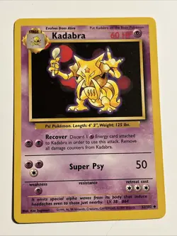 Kadabra 032/102 Base Set Regular 1999 Unlimited Pokemon Game TCG - Image 1