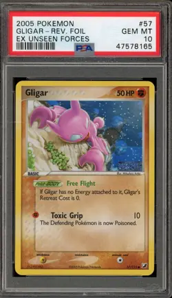 Pokemon Gligar EX Unseen Forces Reverse Holo #57 PSA 10 Gem Mint - Image 1