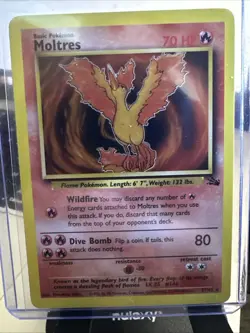 1999 Pokemon Unlimited Fossil Moltres 27/62 Non-Holo LP - Image 1
