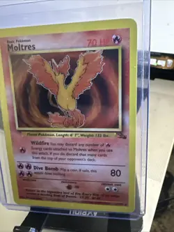 1999 Pokemon Unlimited Fossil Moltres 27/62 Non-Holo LP - Image 2