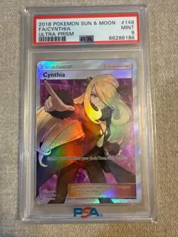 2018 Pokemon SUN & MOON #148 Full Art Cynthia Ultra Prism PSA 9 MINT - Image 1