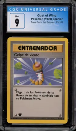 Pokemon Gust of Wind Base Set 1st Edition SPANISH #93 CGC 9 Mint - Image 1
