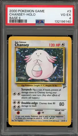 Pokemon Chansey Base Set 2 Holo Rare #3 PSA 4 - Image 1