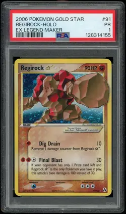 Pokemon TCG Regirock Holo Gold Star 91/92 EX Legend Maker 2006 PSA 1 PR - Image 1