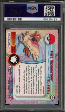 Pokemon Topps Chrome Spearow #21 PSA 10 Gem Mint - Image 2