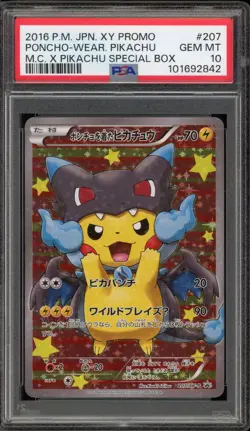 Pokemon Poncho-Wearing Pikachu M Charizard X JPN Full Art Promo 207/XY-P PSA 10 - Image 1