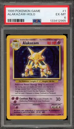 Pokemon Alakazam Base Set Unlimited Holo Rare #1 PSA 6 - Image 1
