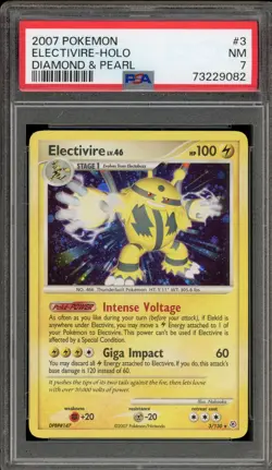 Pokemon Electivire Diamond & Pearl Holo Rare #3 PSA 7 - Image 1
