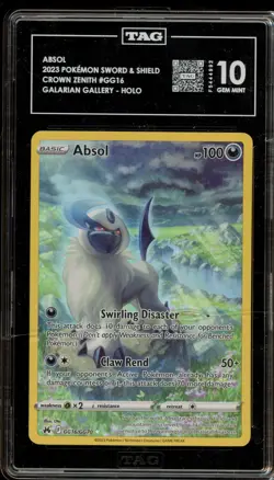 Pokemon Absol Crown Zenith Galarian Gallery Full Art #GG16 DAMAGED SLAB TAG 10 - Image 1