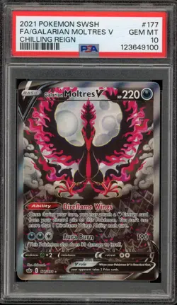 Pokemon Galarian Moltres V Chilling Reign Full Alt Art #177 PSA 10 Gem Mint - Image 1