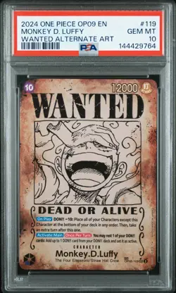 2024 One Piece OP09 En Wanted Alternate Art #119 Monkey D. Luffy PSA 10 - Image 1
