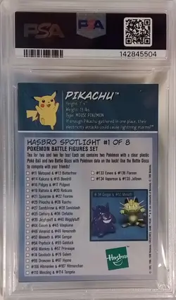 PIKACHU 1999 POKEMON HASBRO TOY WISHES MAGAZINE HAND CUT CARD #1 PSA 7 - Image 2