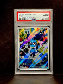 Riolu 215/198 PSA 8 Graded Pokemon Card Scarlet and Violet Alt Art - Image 1