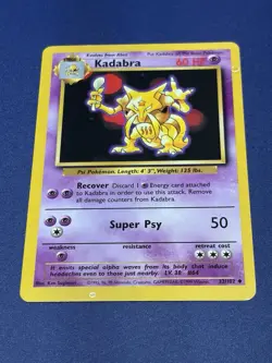 PRINTER HICKEY ERROR Kadabra Base Set 32/102 Pokemon Card - Image 1