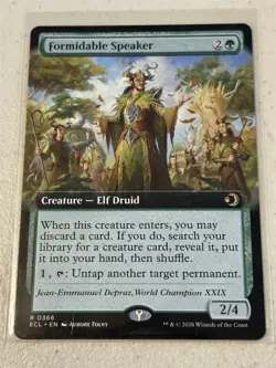mtg borderless Formidable Speaker, elf druid, Lorwyn Eclipsed, unplayed - Image 1