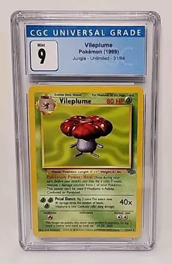 CGC 9 Vileplume 31/64 Jungle Unlimited 1999 Pokemon Card Graded MINT Blue Label - Image 1