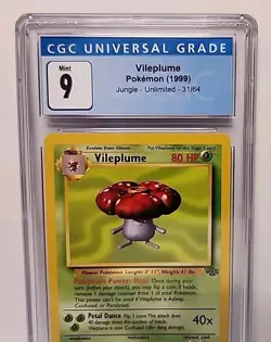 CGC 9 Vileplume 31/64 Jungle Unlimited 1999 Pokemon Card Graded MINT Blue Label - Image 2