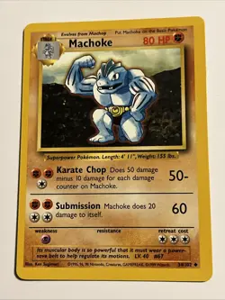Machoke 034/102 Base Set Regular 1999 Unlimited Pokemon Game TCG - Image 1