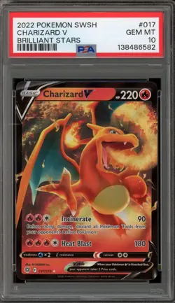 Pokemon Charizard V Brilliant Stars Holo Ultra Rare #017 PSA 10 Gem Mint - Image 1