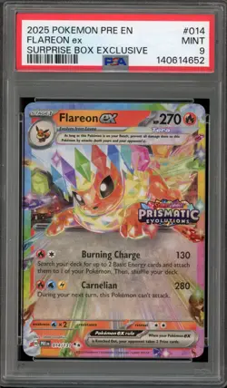 Pokemon Flareon ex Prismatic Evolutions Surprise Bx. Exclusive Promo #014 PSA 9 - Image 1