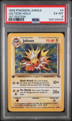 1999 Pokemon Jungle Jolteon-Holo 1st Edition #4 EX-MT PSA 6 - Image 1