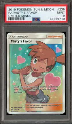 Pokemon Misty's Favor Unified Minds Full Art #235 PSA 9 Mint - Image 1