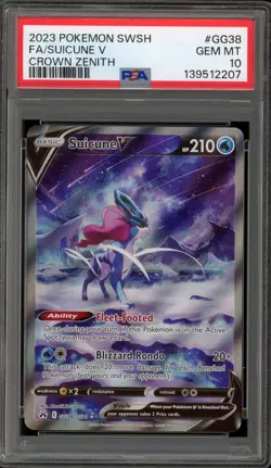 Pokemon Suicune V Crown Zenith Galarian Gallery Full Art #GG38 PSA 10 Gem Mint - Image 1