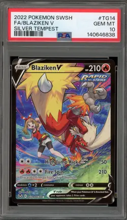 Pokemon Blaziken V Silver Tempest Trainer Gallery Full Art #TG14 PSA 10 Gem Mint - Image 1