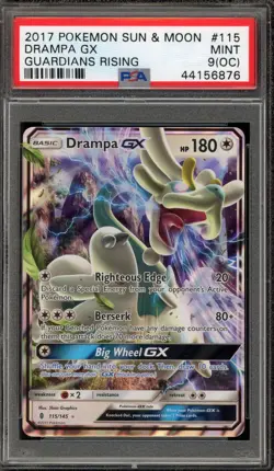 Pokemon Drampa GX Guardians Rising Holo Rare #115 OC Off-Center PSA 9 Mint - Image 1