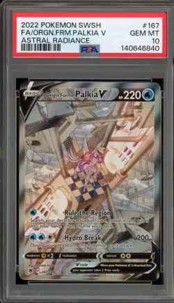 Pokemon Origin Forme Palkia V Astral Radiance Full Alt Art #167 PSA 10 Gem Mint - Image 1