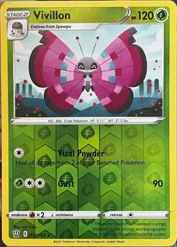 Vivillon Reverse Holo Rare - 013/163 - Battle Styles Pokemon 2021 - Image 1