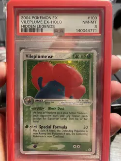 2004 Pokemon Ex Vileplume Ex Holo Hidden Legends PSA 8 NM-MT - Image 1