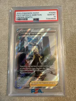 2023 Pokemon SWSH Crown Zenith #GG60 Full Art Cynthia's Ambition PSA 10 Gem Mint - Image 1