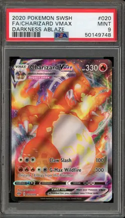 Pokemon Charizard VMAX Darkness Ablaze Full Art #020 PSA 9 Mint - Image 1