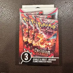 Pokemon Scarlet & Violet Obsidian Flames Hanger Box 3 Booster Packs New - Image 1