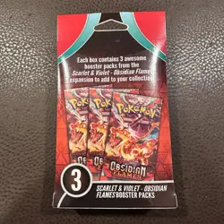 Pokemon Scarlet & Violet Obsidian Flames Hanger Box 3 Booster Packs New - Image 4