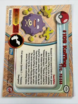 Koffing #109 Topps Blue Label TV Animation Edition Non Holo Pokemon 1999 - Image 2