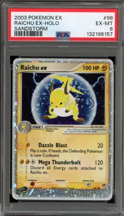Pokemon Raichu ex EX Sandstorm Holo Ultra Rare #98 PSA 6 - Image 1