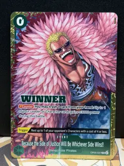 Donquixote Doflamingo RARE WINNER CHAMPIONSHIP ALT ART OP05-037 ONE PIECE (1095) - Image 1