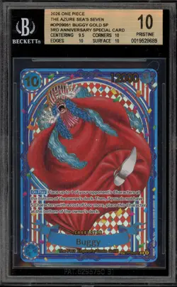 One Piece CCG Buggy Azure Sea's Seven 3rd Ann. Special Gold OP09-051 BGS 10 - Image 1