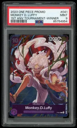 One Piece Monkey D Luffy 1st Anniversary Tournament Winner Promo P-041 PSA 9 - Image 1
