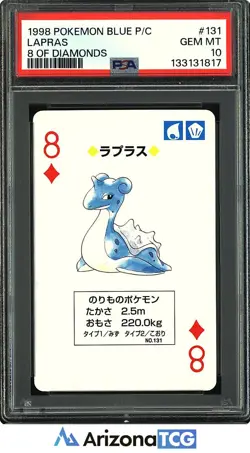 Pokemon 1998 Lapras 131 Pokemon Blue Playing Cards Japanese GEM MINT PSA 10 - Image 1